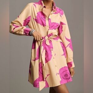 Hutch Long-Sleeve Tie-Waist Mini Shirt Dress Size Plus 1X